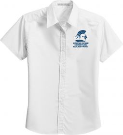 Ladies Short Sleeve Easy Care, Soil Resistant Shirt, White